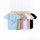 Women T-Shirt Summer Slim Fit Short Sleeve Knitted T-shirt