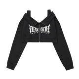 Women Hoodie Cardigan Sweater Girls Autumn Letter Printing