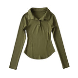 Women T-Shirt Spring Hem Tight Long Sleeve T-shirt Top