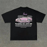 Cotton Car Letter Pattern Printed Design Short Sleeved