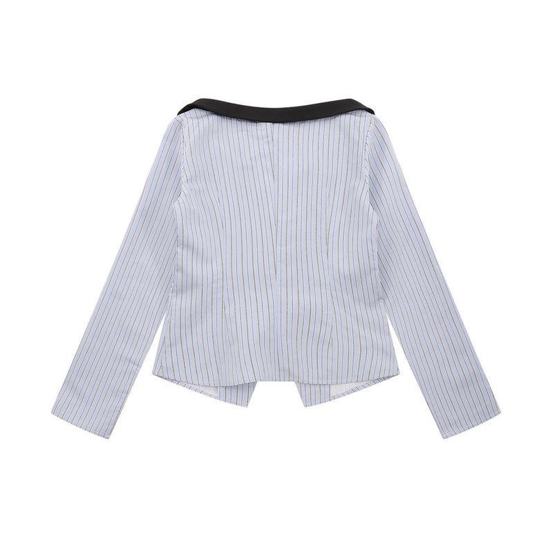 Women Long Sleeve Shirt Women's Fall Color-Blocking Slim Fit