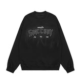 Men Hoodie Embroidered Crew Neck Sweater Spring and Autumn Loose Top Casual
