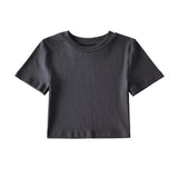 Women T-Shirt round Neck Elegant Ultra Short Short Sleeve T-shirt