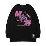 Men Long Sleeve Shirt Cartoon Printed Loose Long Sleeves T-shirt Men's Ins Street