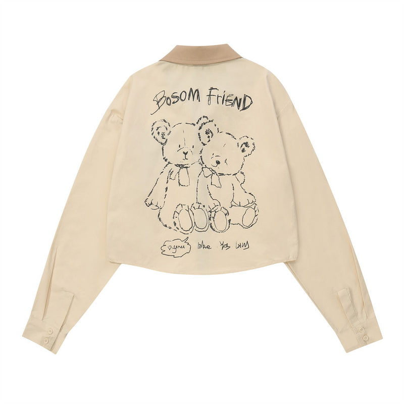 Women's Long Sleeve Shirt Printed Shirt Women's Autumn Loose Street Color Matching Long Sleeve
