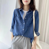 Women T-shirt Denim Shirt Spring/Summer Loose Top Coat