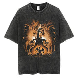 Summer Anime Pokemon Men Washed Streetwear Oversize