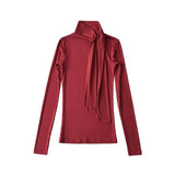 Women T-Shirt Tight Turtleneck Long Sleeve T-shirt Women's Bottoming Shirt