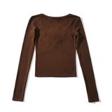 Women T-Shirt Spring and Autumn round Neck Slim-Fit Long-Sleeved T-shirt for Women