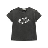 Women T-shirt Printed Distressed Short-Sleeved T-shirt for Women O-neck Short