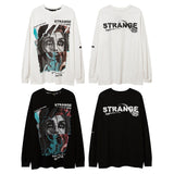 Men Long Sleeve Shirt Portrait Graffiti Printing Long Sleeve T-shirt Men's Loose