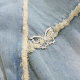 Men Denim Jacket Washed Denim Jacket Men Autumn Stitching Loose Jacket Coat