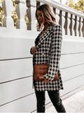 Plaid Trench Coat Autumn and Winter Long Sleeve Suit Collar Double Breasted Woolen Coat
