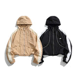 Unisex Jacket Autumn Contrast Color Hooded Coat Women's Clothing