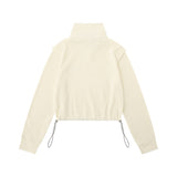 Women Hoodie Waffle Stand Collar Half Sweater Women's Autumn Loose Top