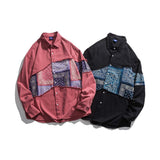 Unisex Jacket Fall Paisley Stitching Shirt Women's Clothing