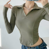 Women T-Shirt Short T-shirt for Women Spring and Autumn Slim Long Sleeve Top