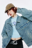Unisex Jacket Autumn Butterfly Patch Denim Coat
