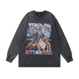 Men Long Sleeve Shirt Printed Loose Long Sleeves T-shirt Men and Women Vintage