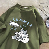 Summer Cat T Shirt for Men Women American Street