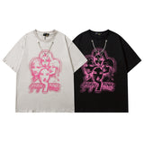 Men T Shirt National Fashion Graffiti Printing Short Sleeve Men's and Women's Loose T-shirt