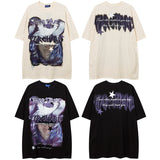 Men T Shirt Printed Short-Sleeved T-shirt for Men and Women Couple Retro Loose Hip Hop