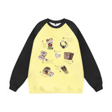 Men Hoodie Creative Fun Cartoon Printed Crew Neck Sweatshirt