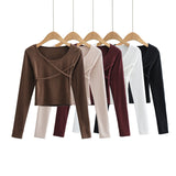 Women T-Shirt I round Neck Long Sleeve T-shirt Female Spring Undershirt