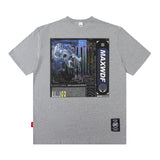 Men T Shirt Vintage Printed round Neck Short Sleeve T-shirt Men and Women Loose Couple