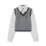 Women Sweater Long-Sleeved Sweater Casual College Style Girls' Autumn Short