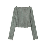 Women Long Sleeve T-Shirt Long Sleeve T-shirt Women's Design Sense Niche V-neck