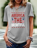 Women's Independence Day T Shirt Pattern Printed Short-Sleeved T-shirt