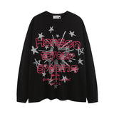 Men Long Sleeve Shirt Idle Style Alphabet Graffiti Print Long Sleeve T-shirt Men and Women All-Matching