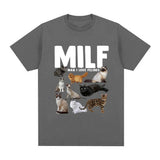MILF Man I Love Felines Funny Meme T-Shirt Cat Lovers Graphi