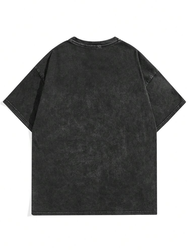 Loose Fit Men's Letter Print Round Neck