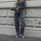 Women Cargo Pants Jeans for Women Baggy Straight Trousers