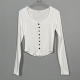 Women Long Sleeve Shirt Cardigan U-Neck Long-Sleeved Top Bottoming Shirt Tight Autumn