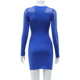 Women Desses Stitching Long Sleeve Skinny Sheath Dress Women
