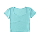 Women T-Shirt Short-Sleeved T-shirt Spring and Summer Solid Color Short Top