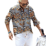 Men Shirt Fall Men's Clothing Polo Shirt Printed T-shirt Long Sleeve