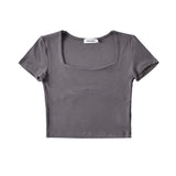 Women T-Shirt Short-Sleeved T-shirt Spring and Summer Solid Color Short Top