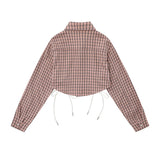 Women Long Sleeve Shirt Women's Plaid Long Sleeve Shirt Autumn Short Shirt
