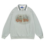 Men Hoodie Letter Printed Polo Shirt Sweater Men's Spring and Autumn Long Sleeve Lapel