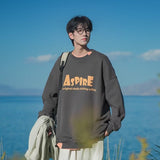 Men Hoodie Sweater Men's Spring and Autumn round Neck Loose Printed Bottoming Shirt