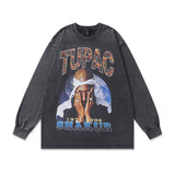 Men Long Sleeve Shirt Printed Loose Long Sleeves T-shirt Men and Women Vintage