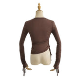 Women T-shirt Spring and Autumn Long Sleeve T-shirt Women's Short Bottoming Shirt Top