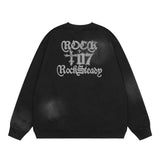Men Hoodie Letter Printed round Neck Long Sleeve Men's Sweater Loose Top