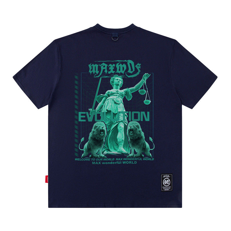 Men T Shirt Couple Summer Short Sleeve Loose Retro Angel Print T-shirt