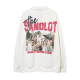 Men Hoodie Figure Printing Lapel Sweater Long Sleeve Pullover Polo Shirt Top Loose Casual