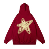 Men Hoodie Five-Pointed Star Printed Hoodie Vibe Loose Casual Long Sleeves Top Spring and Autumn